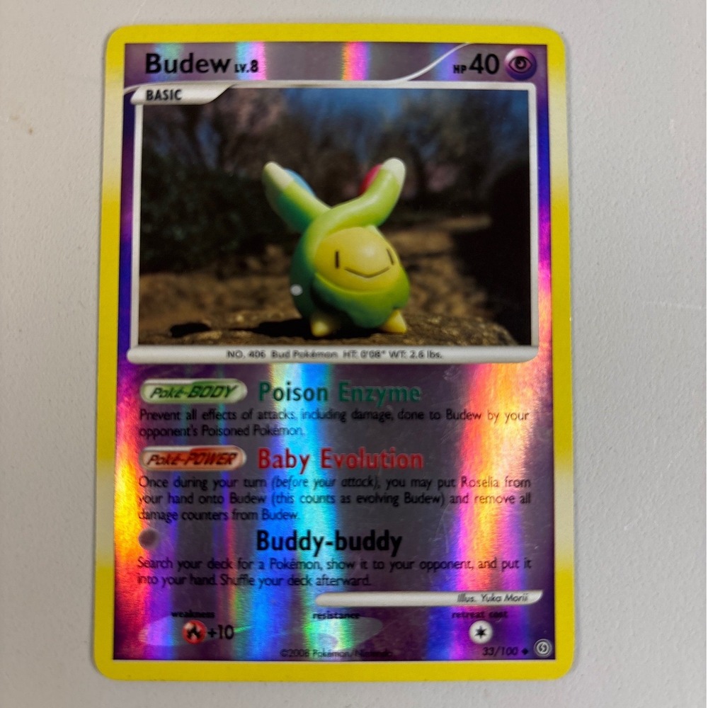 Pokemon Budew 33/100 Stormfront Reverse Holo Diamond & Pearl 2008 TCG Card